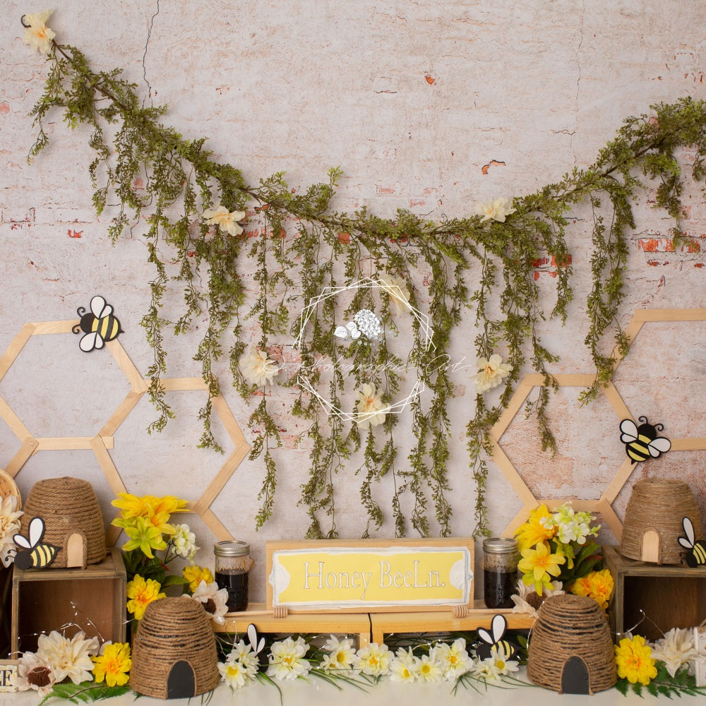 Kate Spring/Summer Bee Flowers Backdrop for Photography Designed by Jenna Onyia