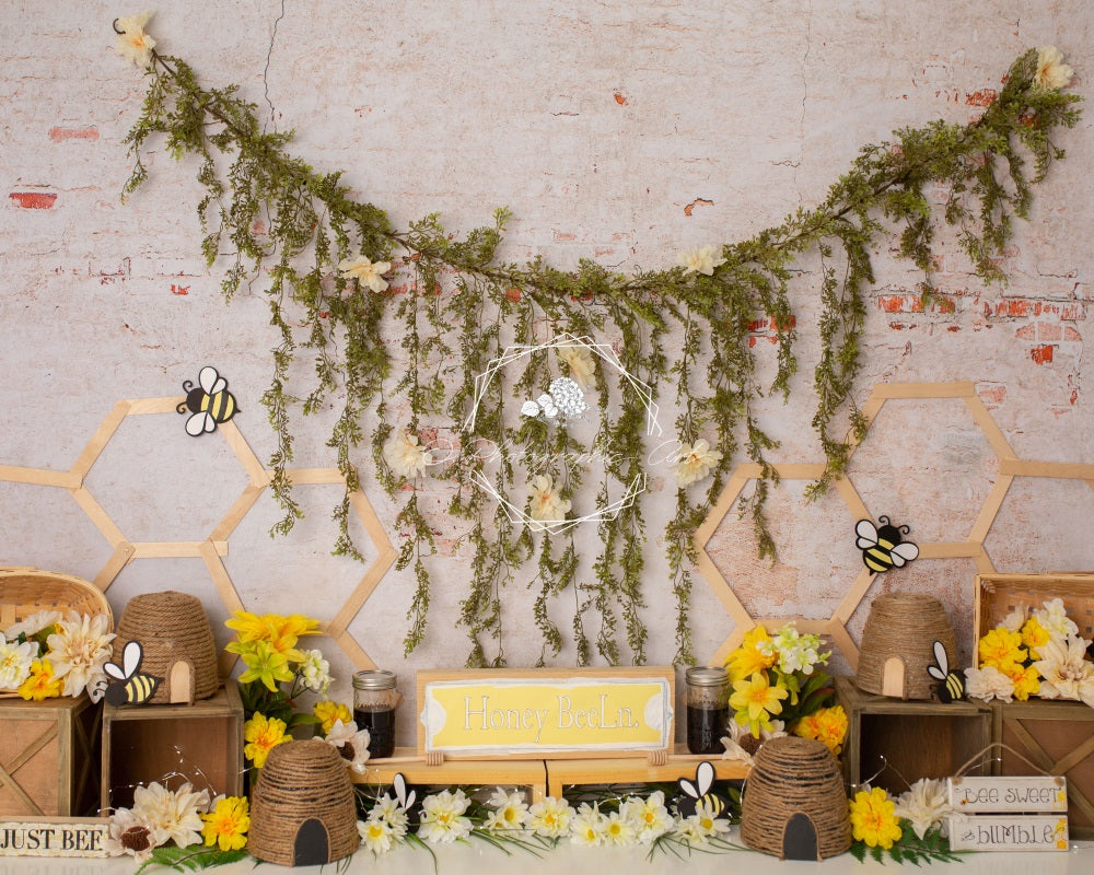 Kate Spring/Summer Bee Flowers Backdrop for Photography Designed by Jenna Onyia
