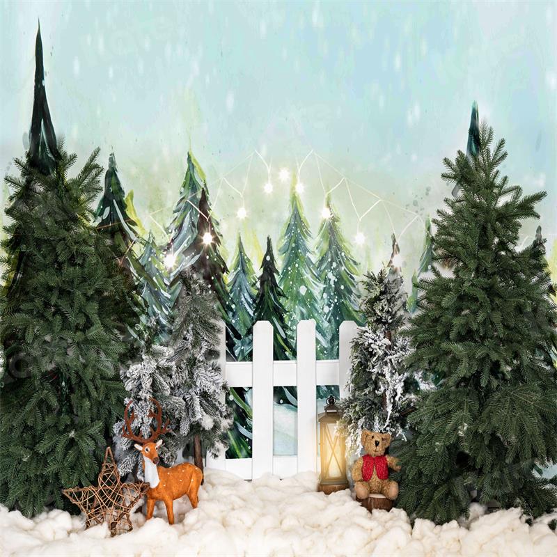 Kate Christmas Forest Backdrop Elk Snow for Photography - Kate Backdrop AU