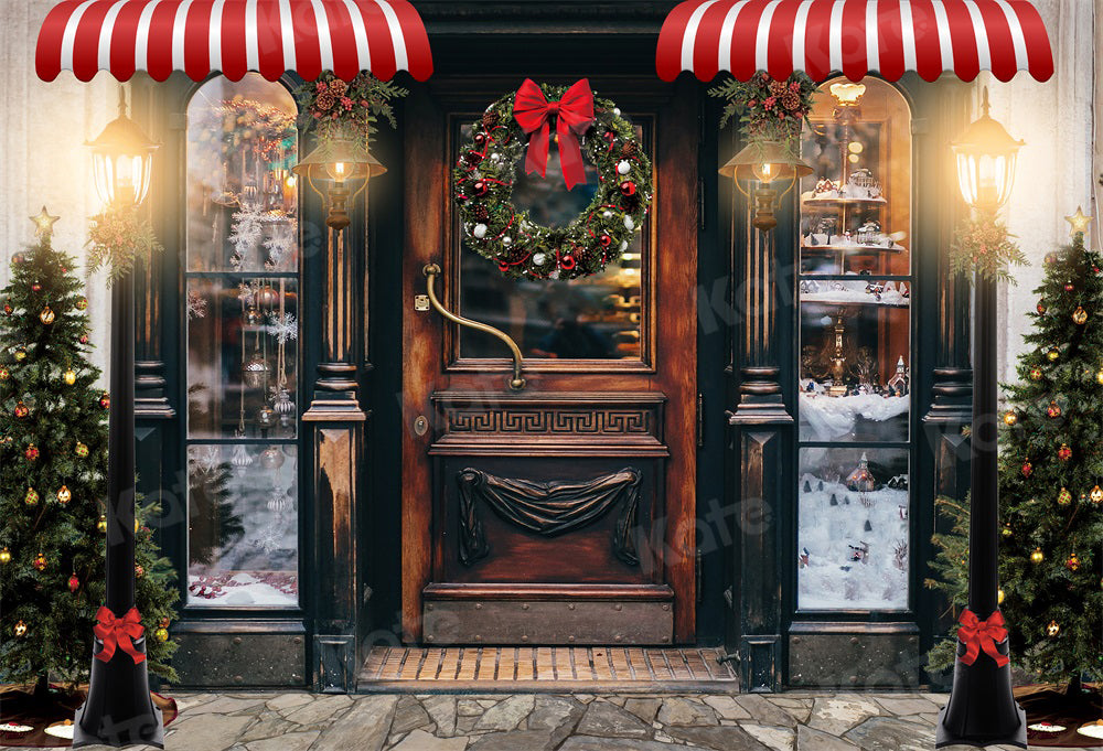Kate Retro Christmas Backdrop Downtown Store for Photography - Kate Backdrop AU