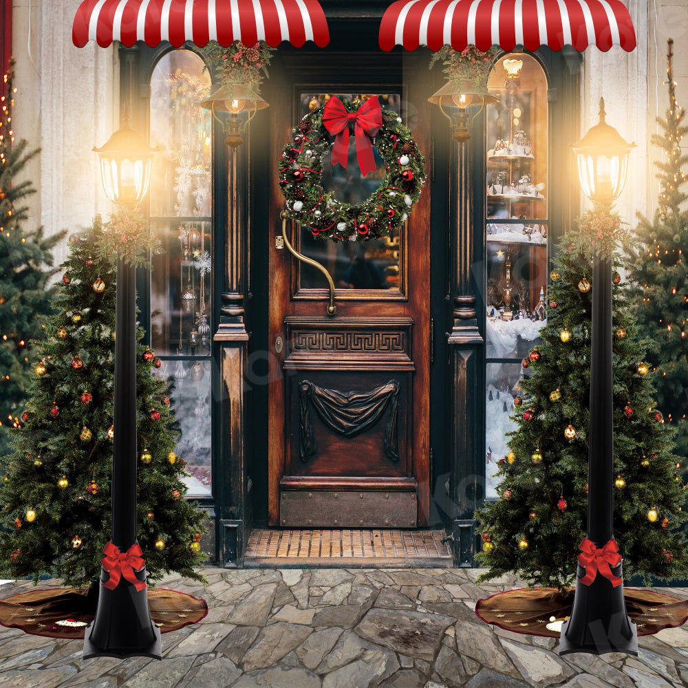 Kate Retro Christmas Backdrop Downtown Store for Photography - Kate Backdrop AU