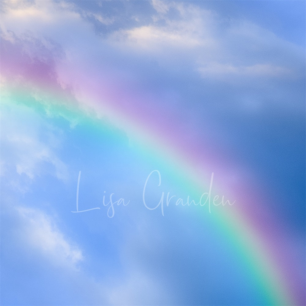 Kate Rainbow Backdrop Blue Sky White Clouds for Photography Designed by Lisa Granden