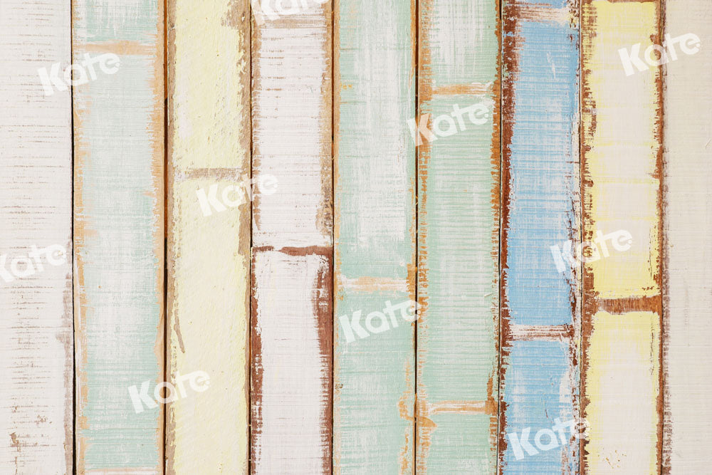 Kate Abstract Backdrop Colorful Wooden Planks Texture Designed by Kate Image