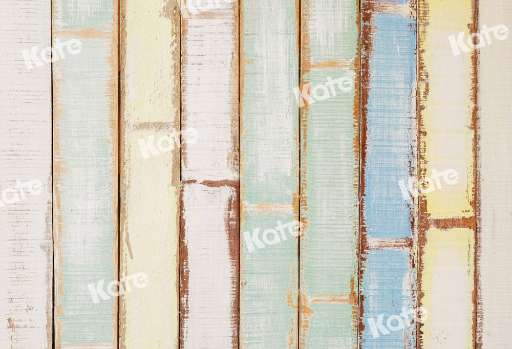 Kate Abstract Backdrop Colorful Wooden Planks Texture Designed by Kate Image