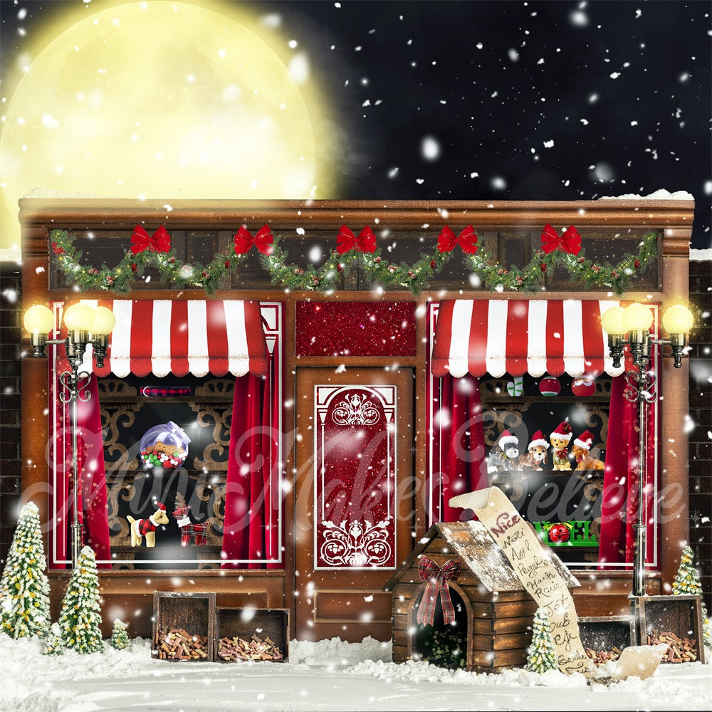 Kate Holiday Christmas Backdrop Winter Vintage Pet Store Santa Dogs Cats Designed by Mandy Ringe Photography