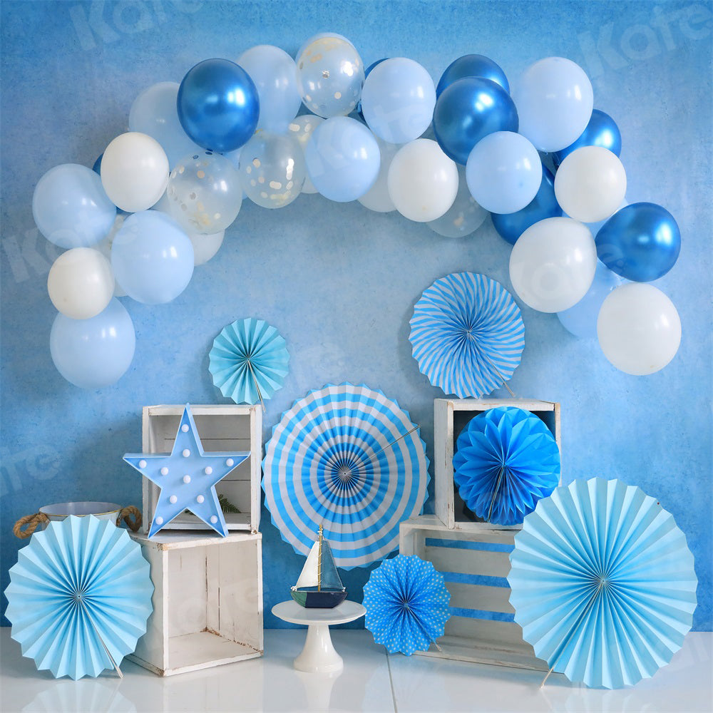 Kate Cake Smash Backdrop Blue Balloon Birthday for Photography