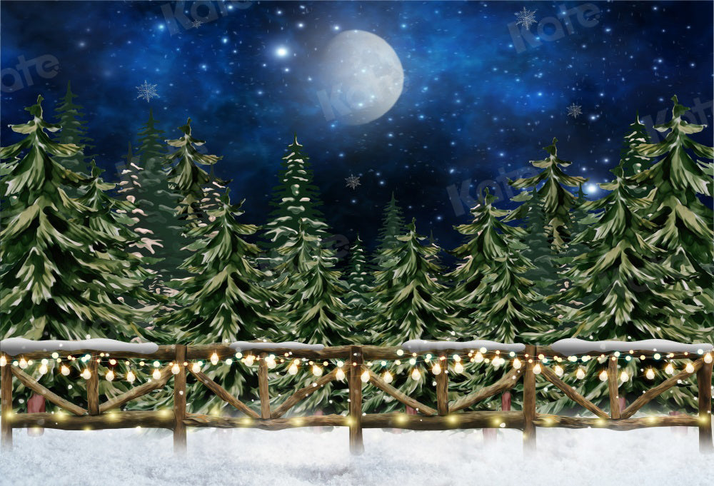 Kate Winter Snow Night Backdrop Moon Starry Sky for Photography