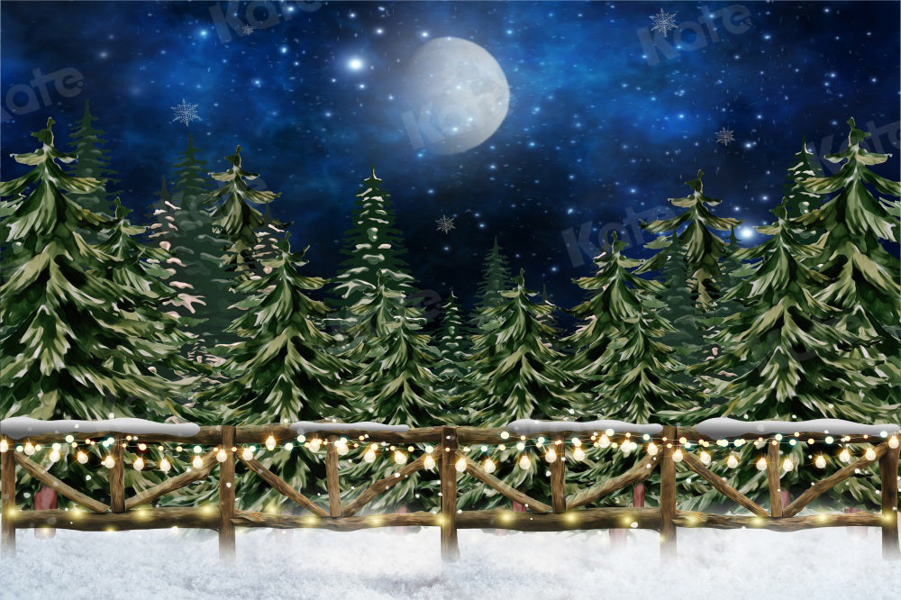 Kate Winter Snow Night Backdrop Moon Starry Sky for Photography
