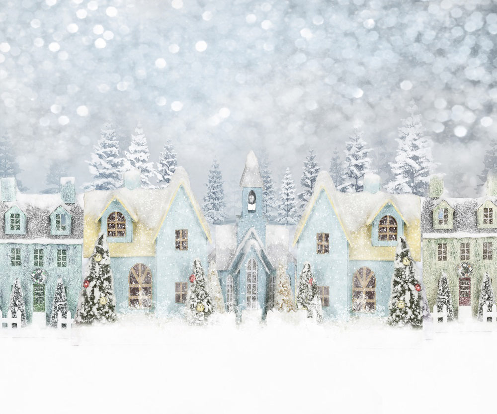 Kate Snow Town Christmas Tree Bokeh Backdrop for Photography - Kate Backdrop AU