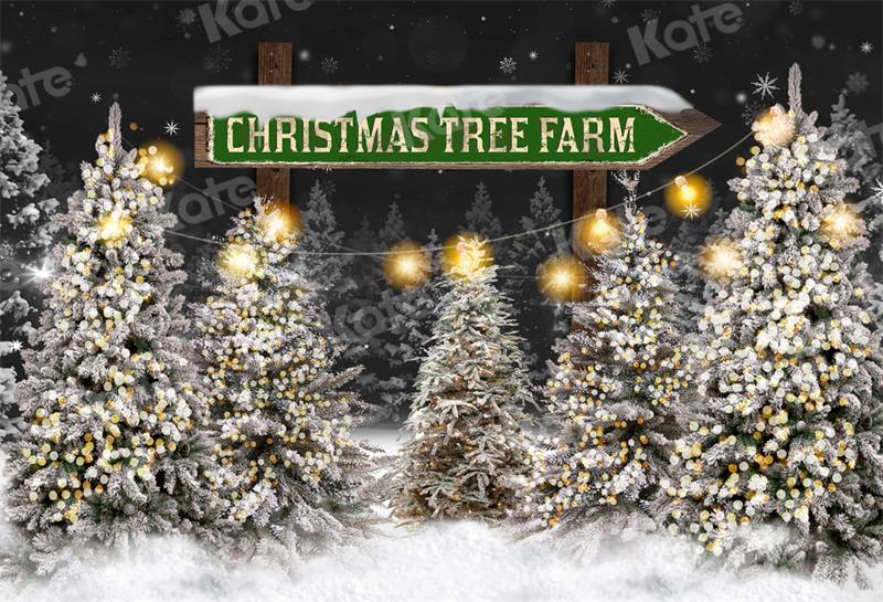 Kate Christmas Tree Farm Backdrop Snow for Photography