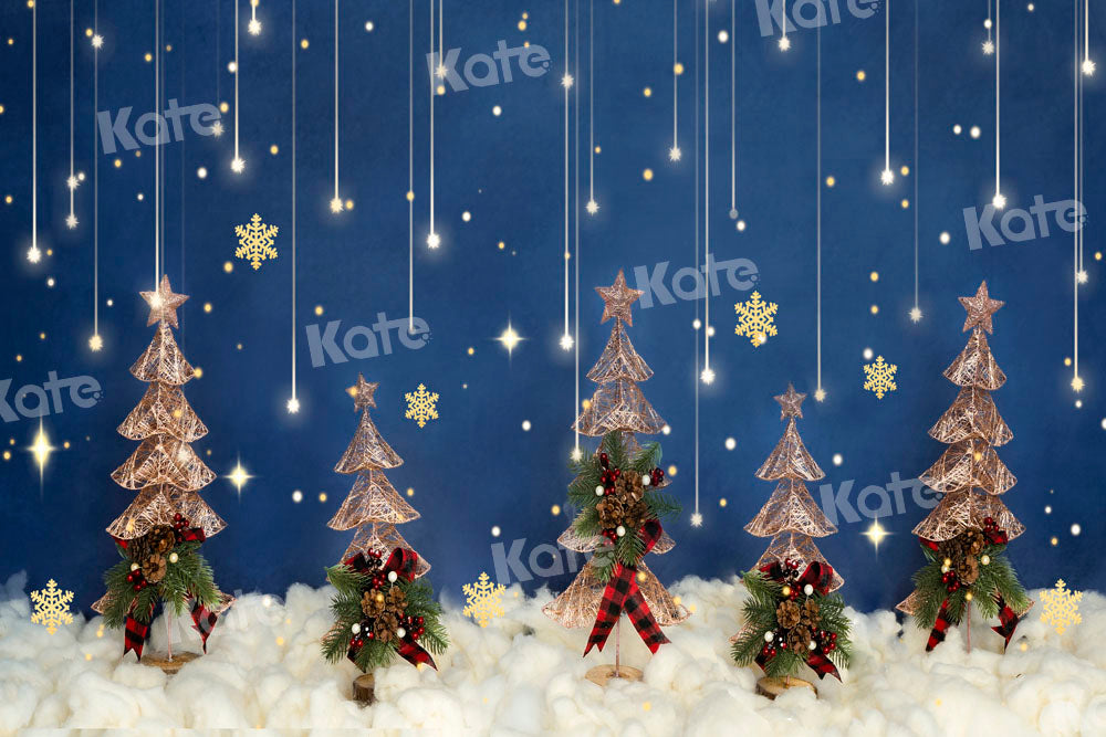 Kate Christmas Night Stars Backdrop Winter Tree Designed by Emetselch