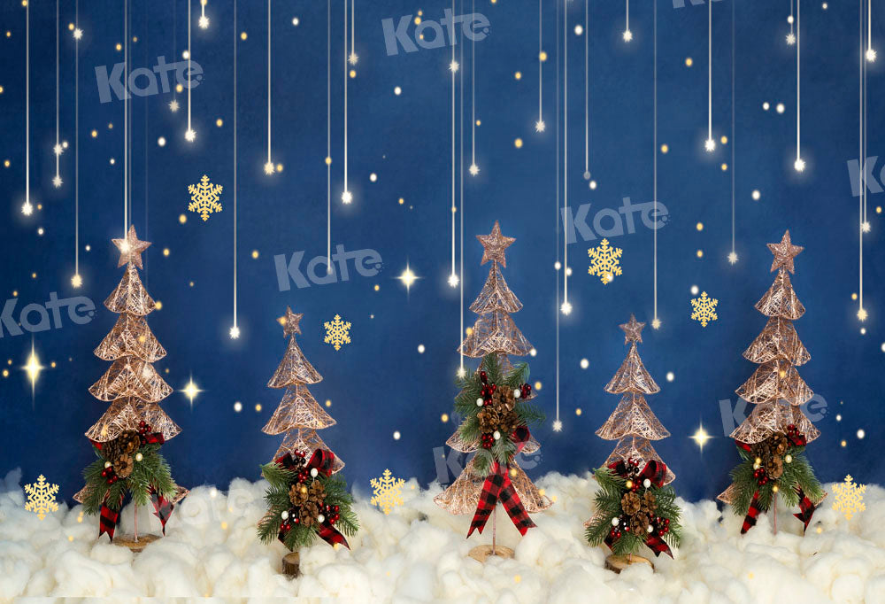 Kate Christmas Night Stars Backdrop Winter Tree Designed by Emetselch