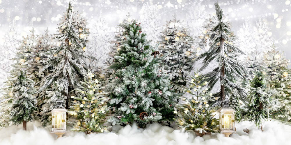 Kate Christmas Tree Backdrop Park Snow Designed by Emetselch - Kate Backdrop AU