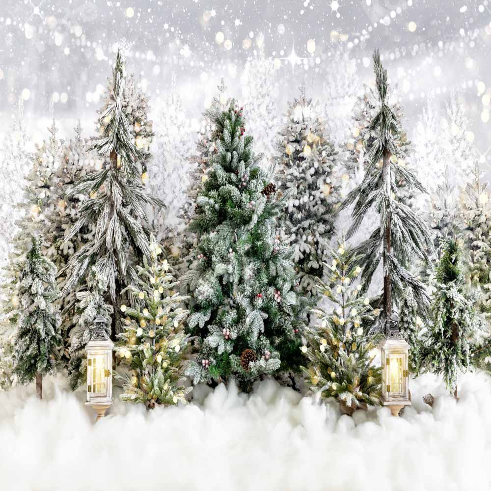 Kate Christmas Tree Backdrop Park Snow Designed by Emetselch - Kate Backdrop AU