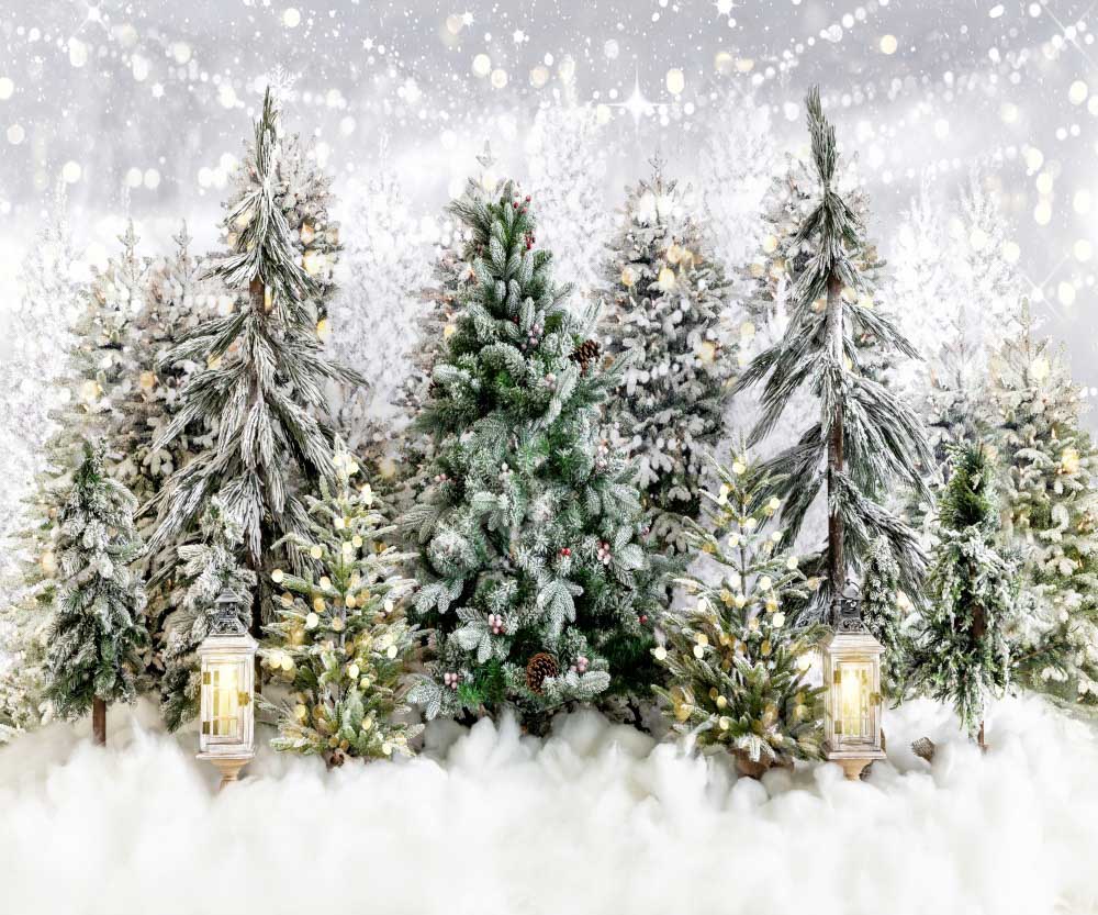 Kate Christmas Tree Backdrop Park Snow Designed by Emetselch - Kate Backdrop AU