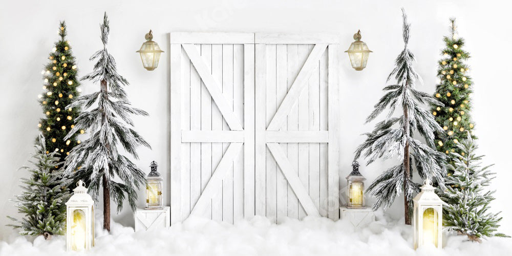 Kate Christmas Backdrop White Barn Door Designed by Emetselch