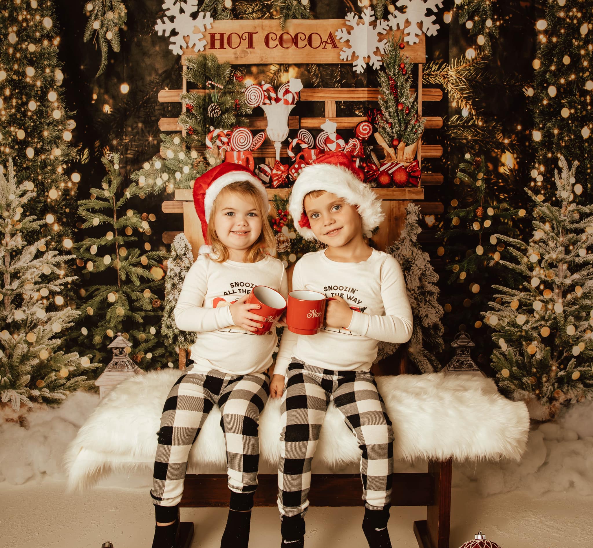 Kate Christmas Eve Backdrop Park Snow Hot Cocoa Designed by Emetselch - Kate Backdrop AU