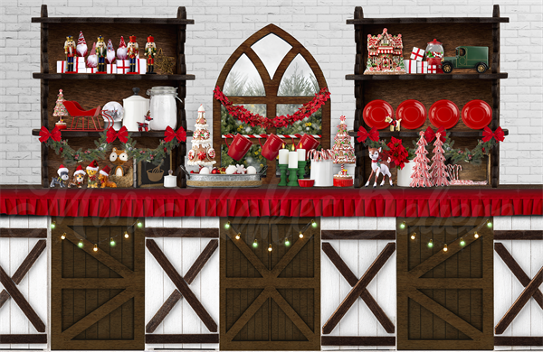 Kate Holiday Christmas Kitchen Backdrop Baking Colorful Designed by Mini MakeBelieve - Kate Backdrop AU