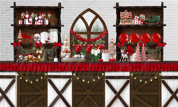 Kate Holiday Christmas Kitchen Backdrop Baking Colorful Designed by Mini MakeBelieve - Kate Backdrop AU