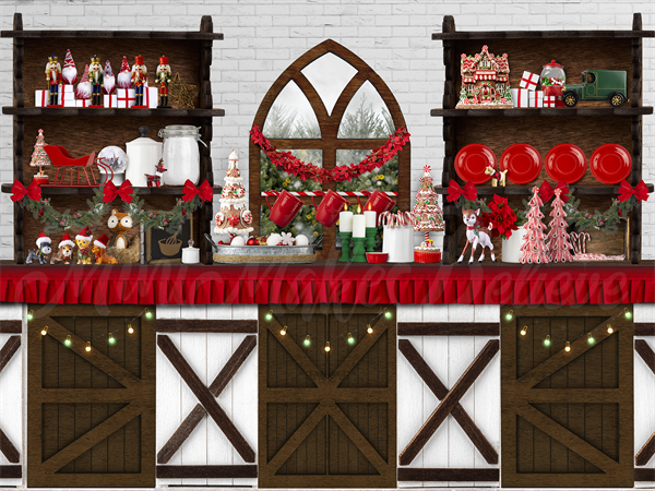 Kate Holiday Christmas Kitchen Backdrop Baking Colorful Designed by Mini MakeBelieve