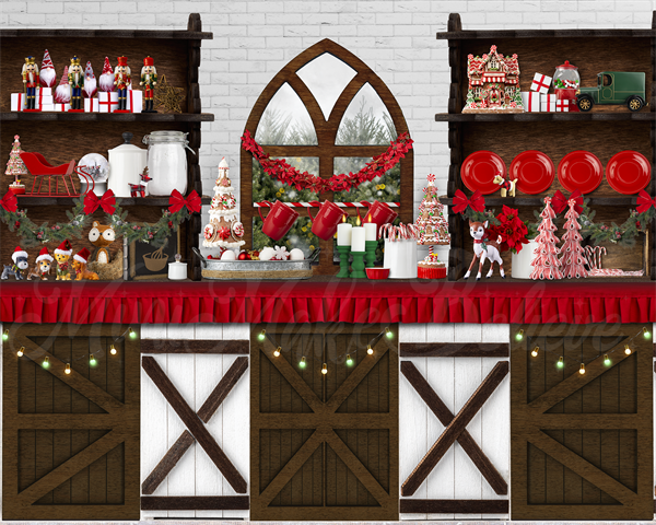 Kate Holiday Christmas Kitchen Backdrop Baking Colorful Designed by Mini MakeBelieve