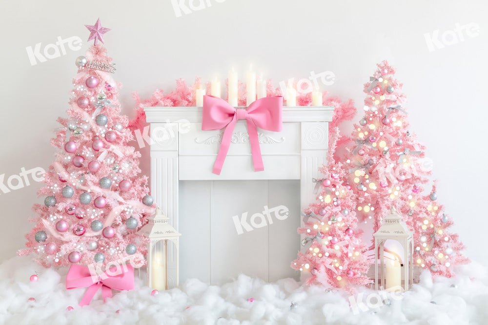 Kate Pink Christmas Tree Backdrop Fireplace Designed by Emetselch