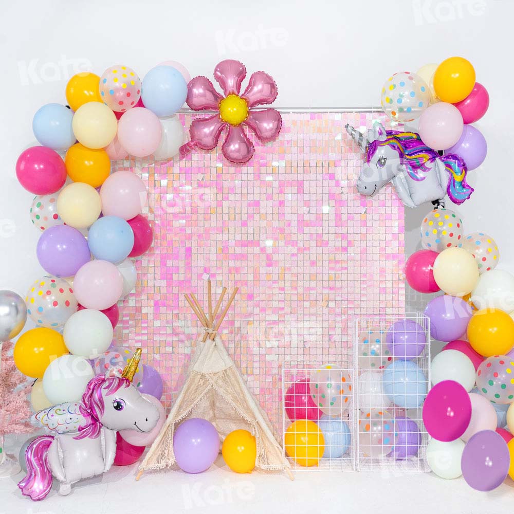 Kate Balloon Party Backdrop Pink Cake Smash Party Designed by Emetselch - Kate Backdrop AU