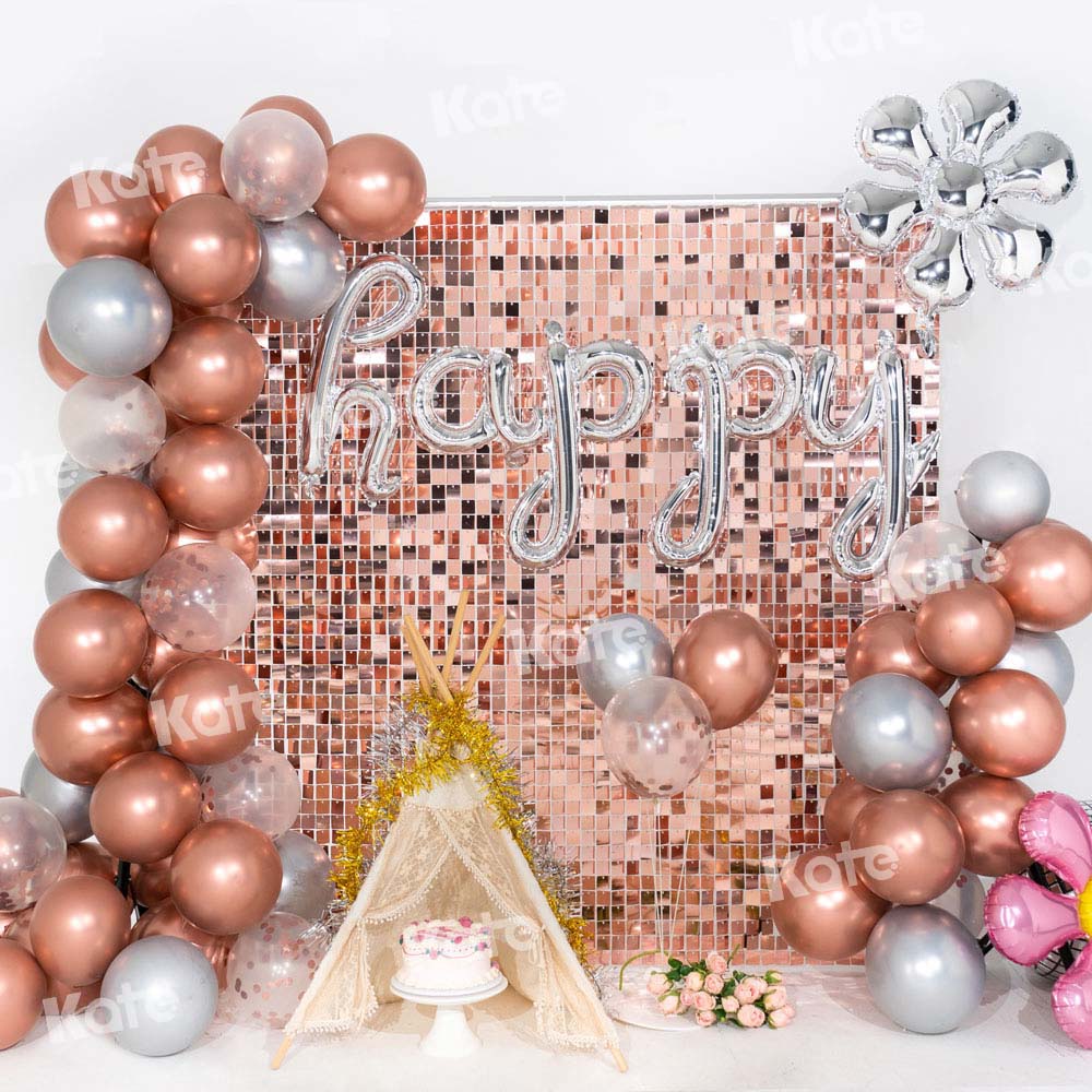 Kate Balloon Party Backdrop Champagne Birthday Designed by Emetselch - Kate Backdrop AU