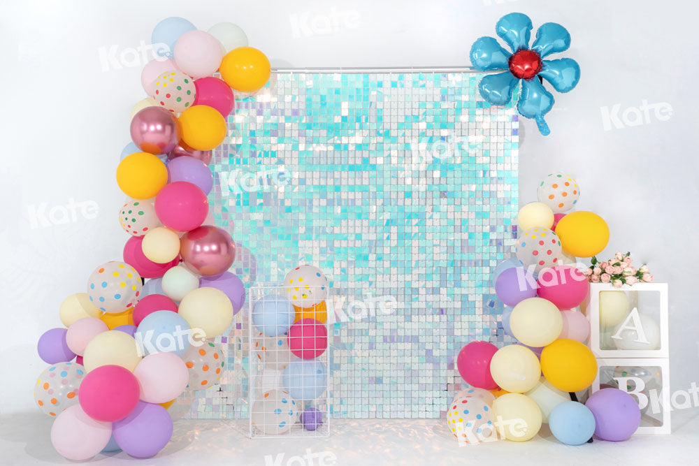 Kate Balloon Party Backdrop Blue Flower Birthday Designed by Emetselch