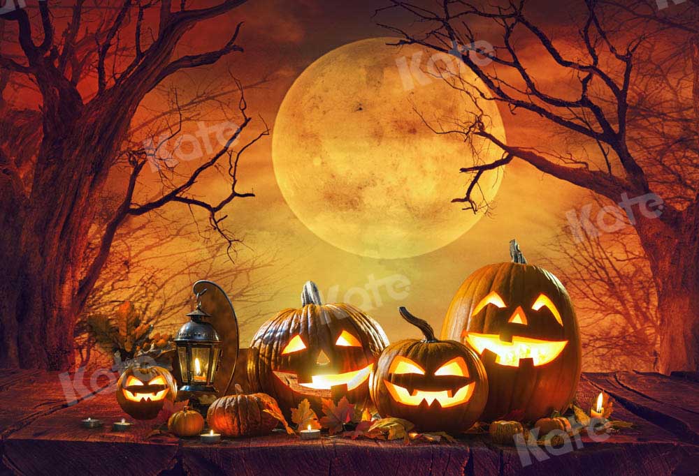 Kate Halloween Night Backdrop Pumpkin Moon Designed by Chain Photography