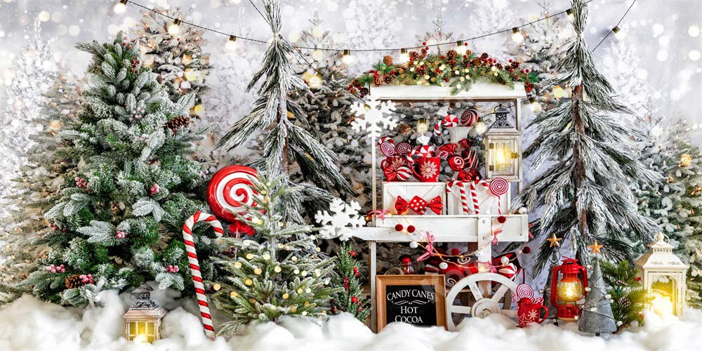Kate Christmas Tree Backdrop Snow Hot Cocoa Designed by Chain Photography - Kate Backdrop AU