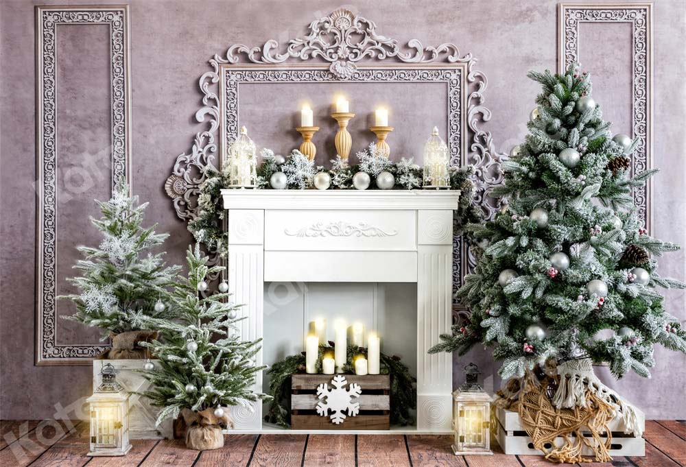 Kate Christmas Tree Backdrop Fireplace Designed by Chain Photography