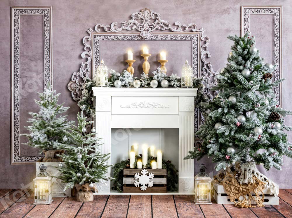Kate Christmas Tree Backdrop Fireplace Designed by Chain Photography