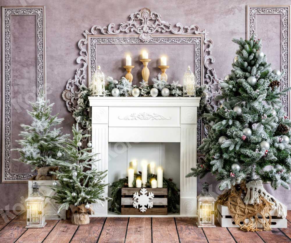 Kate Christmas Tree Backdrop Fireplace Designed by Chain Photography