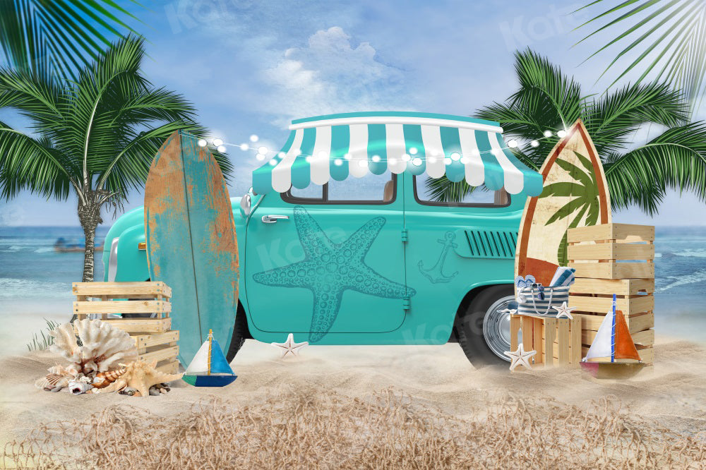 Kate Beach Party Backdrop Car Seaside for Photography - Kate Backdrop AU