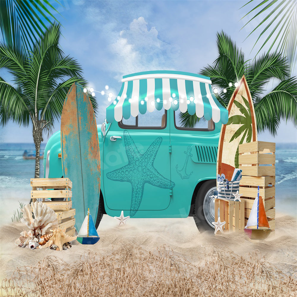 Kate Beach Party Backdrop Car Seaside for Photography - Kate Backdrop AU