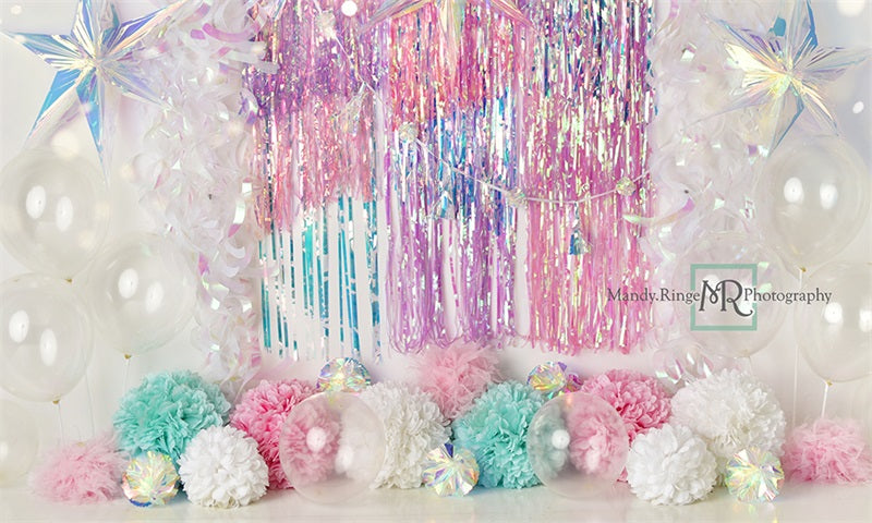 Kate Iridescent Rainbow Sparkle Backdrop Designed by Mandy Ringe Photography