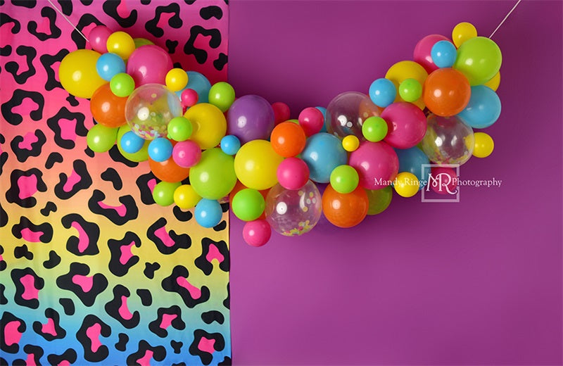 Kate Retro 90s Neon Party Backdrop Purple Designed by Mandy Ringe Photography