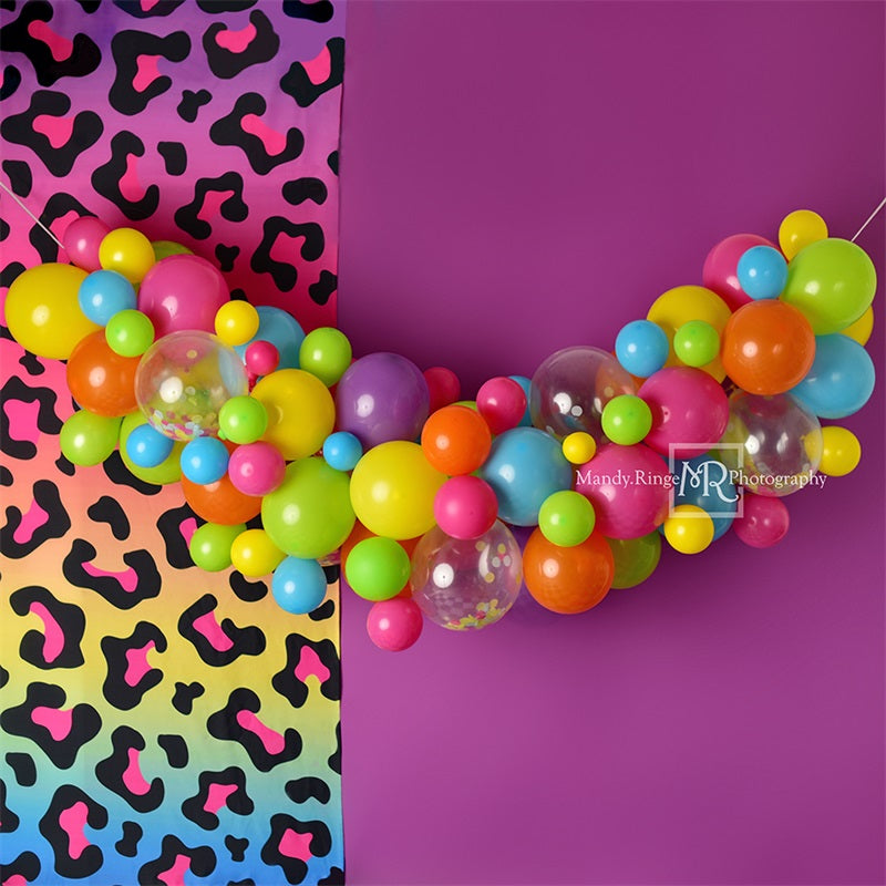 Kate Retro 90s Neon Party Backdrop Purple Designed by Mandy Ringe Photography