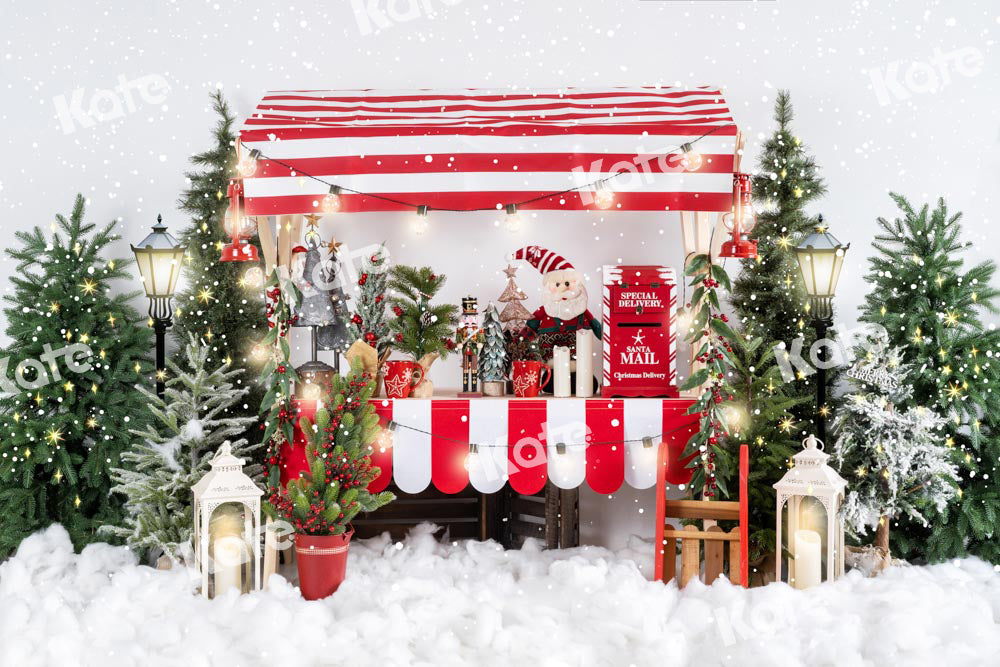 Kate Christmas Backdrop Tree Sales Shelf Snow Santa Claus Designed by Emetselch - Kate Backdrop AU