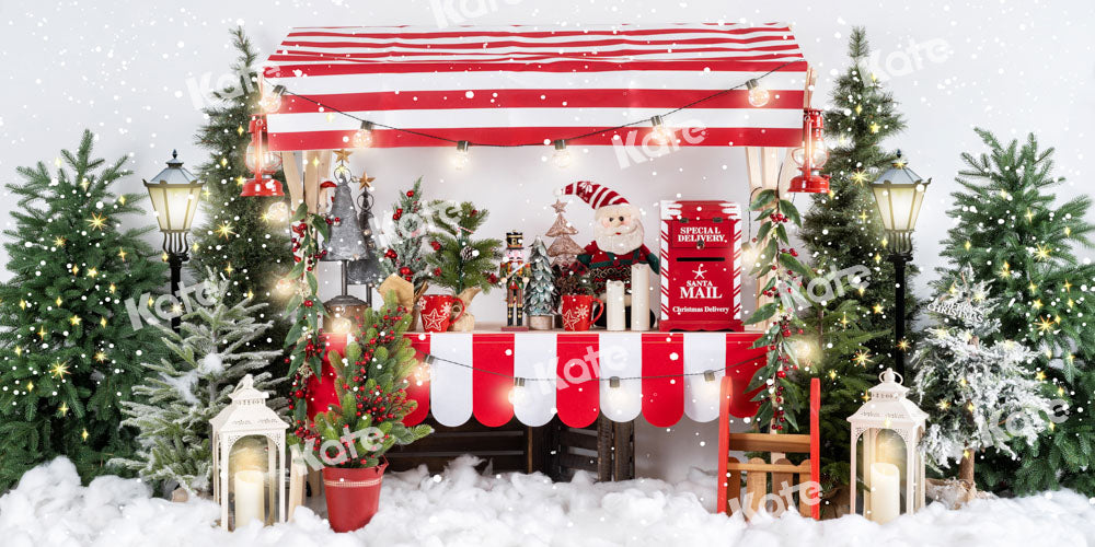Kate Christmas Backdrop Tree Sales Shelf Snow Santa Claus Designed by Emetselch - Kate Backdrop AU