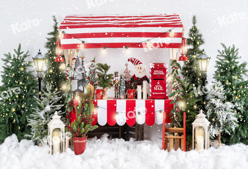Kate Christmas Backdrop Tree Sales Shelf Snow Santa Claus Designed by Emetselch - Kate Backdrop AU