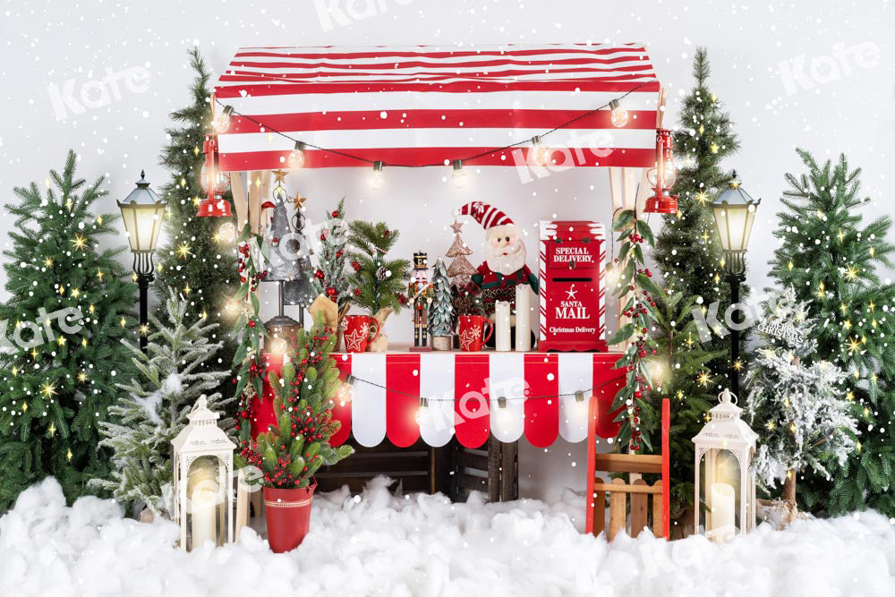 Kate Christmas Backdrop Tree Sales Shelf Snow Santa Claus Designed by Emetselch - Kate Backdrop AU