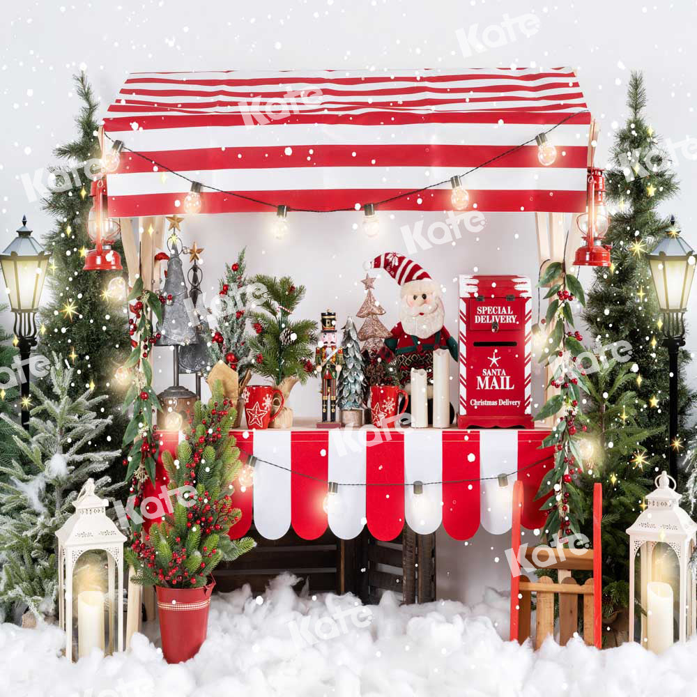Kate Christmas Backdrop Tree Sales Shelf Snow Santa Claus Designed by Emetselch - Kate Backdrop AU