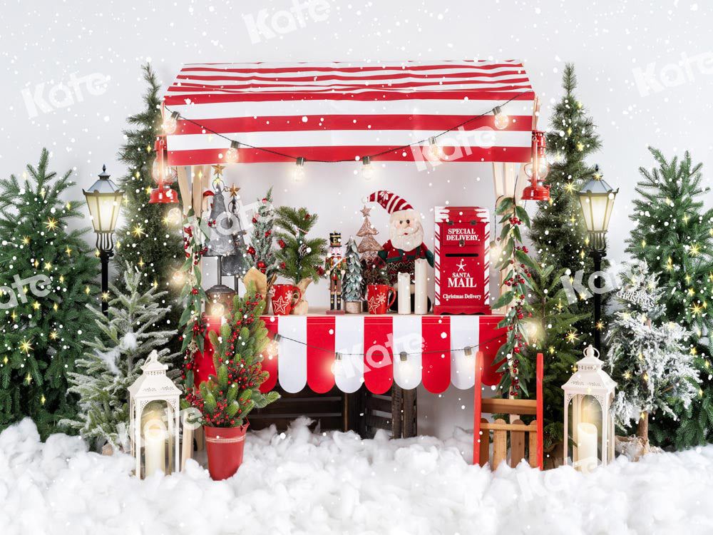 Kate Christmas Backdrop Tree Sales Shelf Snow Santa Claus Designed by Emetselch - Kate Backdrop AU