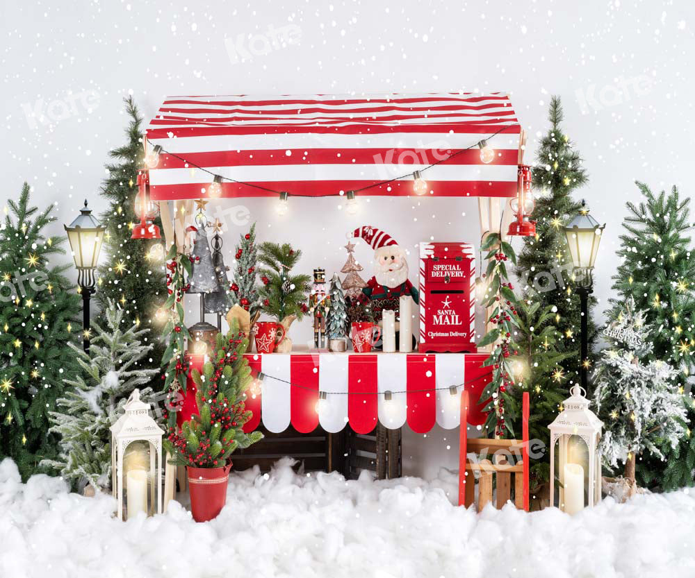 Kate Christmas Backdrop Tree Sales Shelf Snow Santa Claus Designed by Emetselch - Kate Backdrop AU