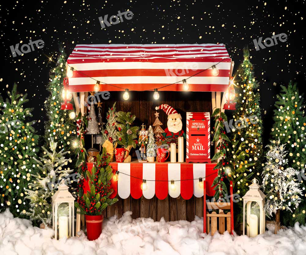 Kate Christmas Tree Backdrop Sales Shelf Bokeh Snow Santa Claus Designed by Emetselch - Kate Backdrop AU
