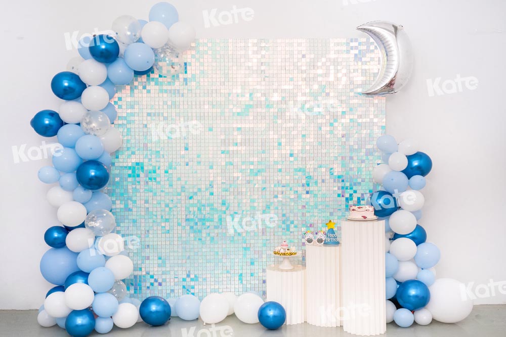 Kate Blue Balloon Birthday Backdrop Cake Smash Party Moon Designed by Emetselch - Kate Backdrop AU