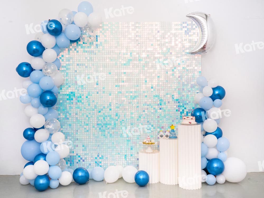 Kate Blue Balloon Birthday Backdrop Cake Smash Party Moon Designed by Emetselch - Kate Backdrop AU
