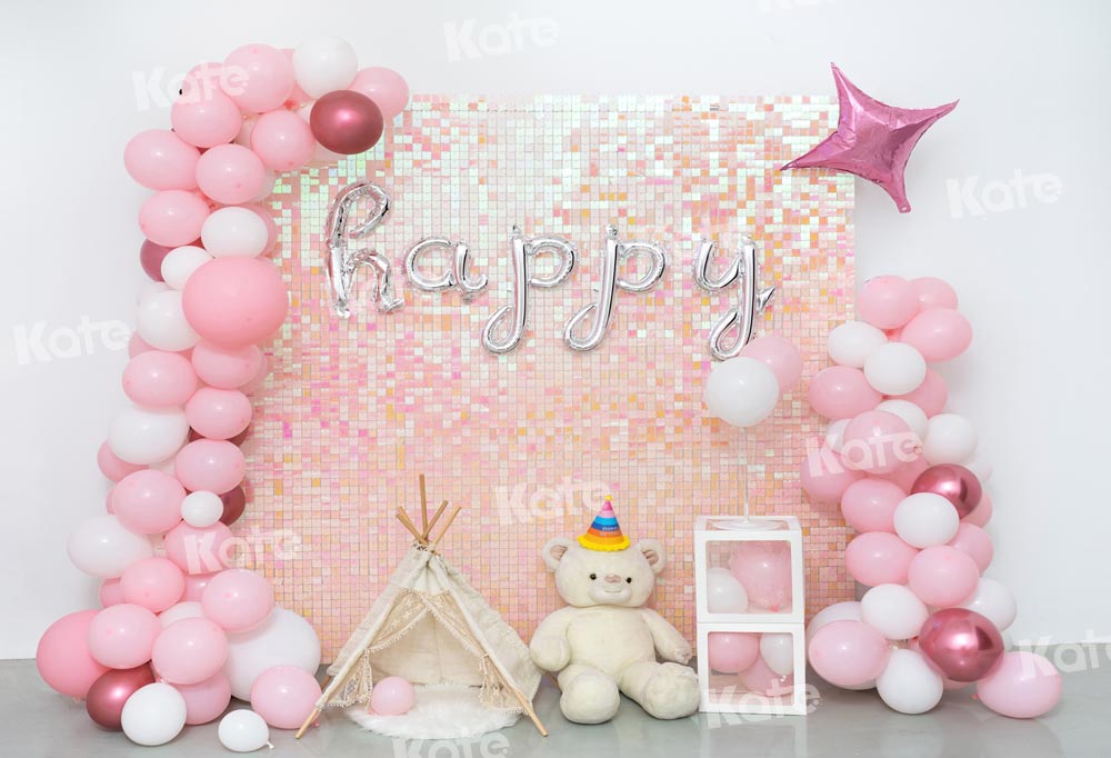 Kate Pink Balloon Party Backdrop Cake Smash Biryhday Designed by Emetselch